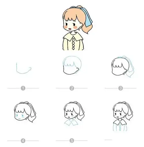 卡通女孩简笔画及步骤图解二