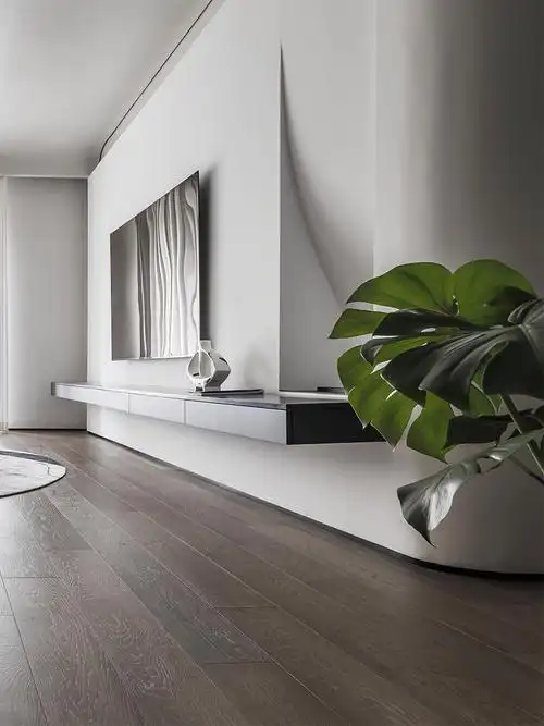 单调在侧边用石膏板做凹陷造型凹凸线条带来了强烈的视觉效果丰富了