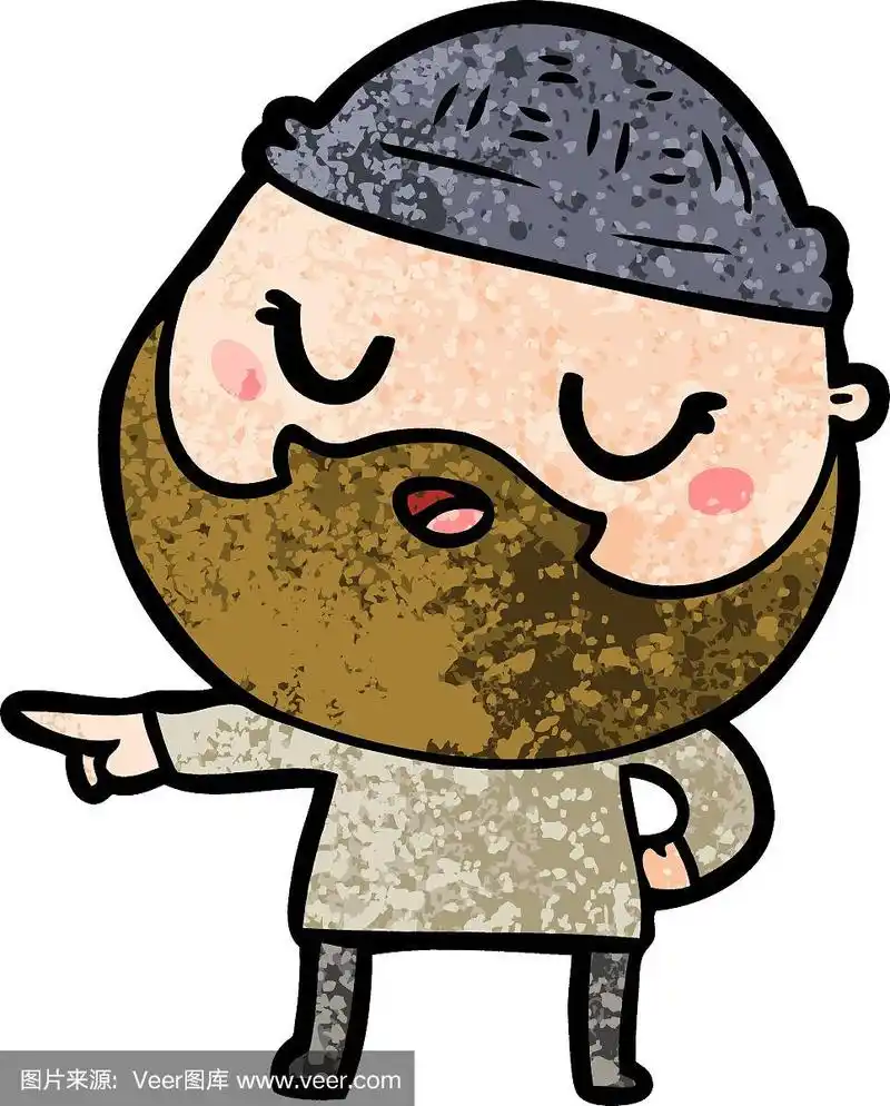 可爱的长着胡子的卡通男人