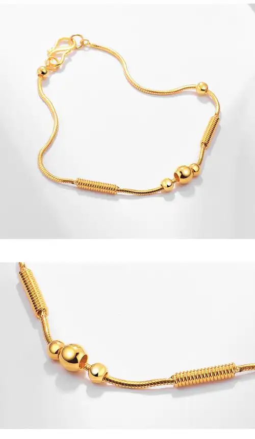 航民首饰 黄金手链足金999圆珠光珠蛇骨细链送女友xya1187工费100