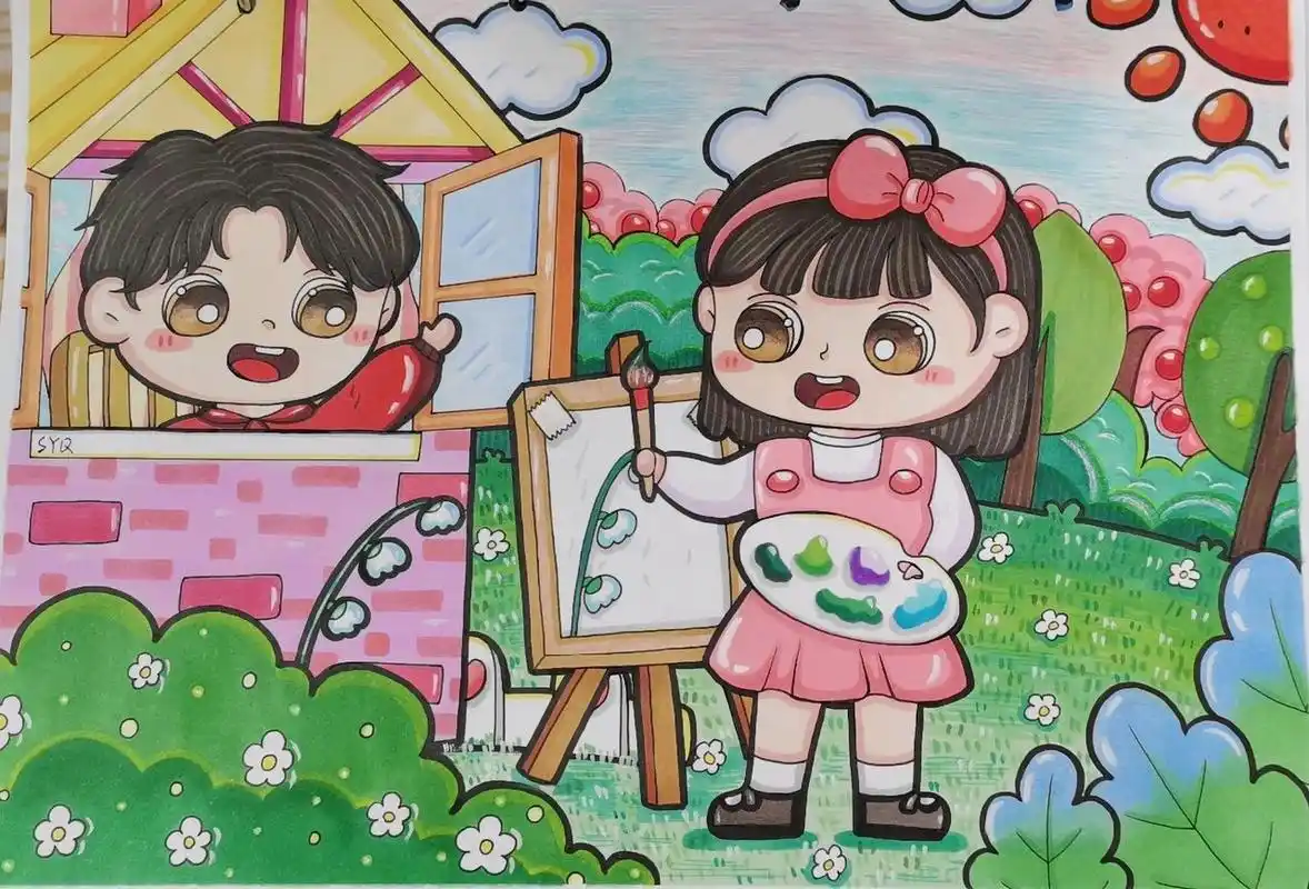 儿童画《小画家》《我爱画画》 这张画的92参照了我的美术老师给她