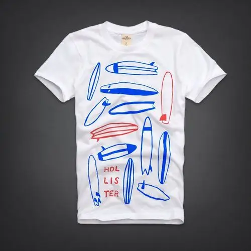 af衣服 冲浪板涂鸦c126款男生圆领短t 白色