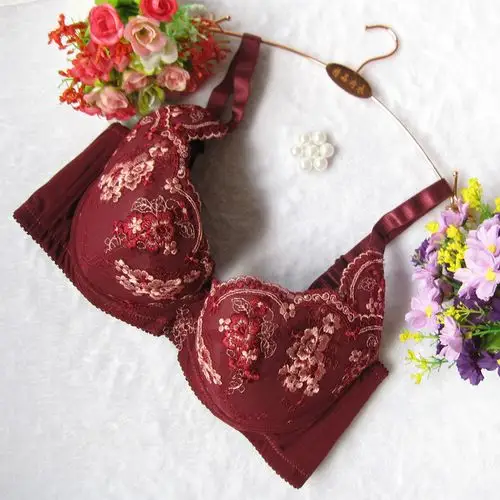 大码蕾丝舒适奢华性感聚拢文胸上托侧收刺绣文胸