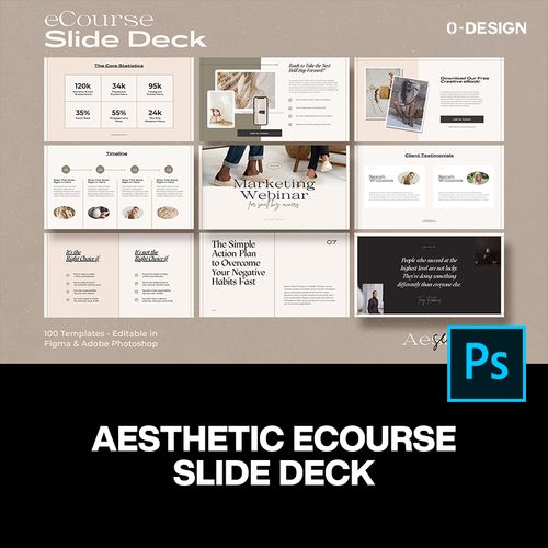 100页横版课程研讨会作品集课件杂志画册排版设计ps版式素材模板