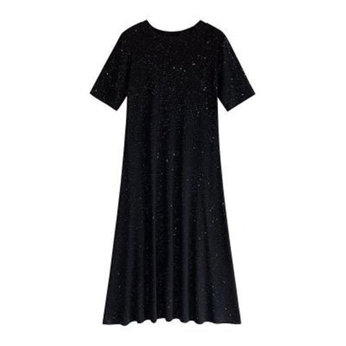 黑色连衣裙夏季长款百搭长裙子星空闪闪大摆裙网红爆款