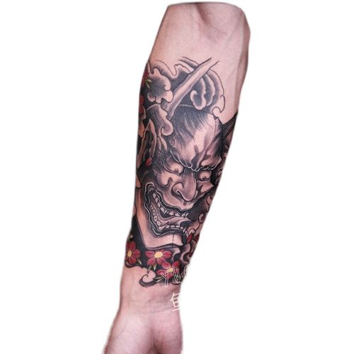 纹身贴花臂大臂浮世绘日式般若男防水仿真刺青一次性彩色纹身贴