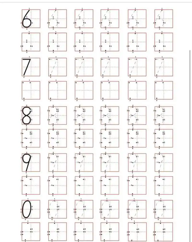 1-10数字描红,数字笔顺