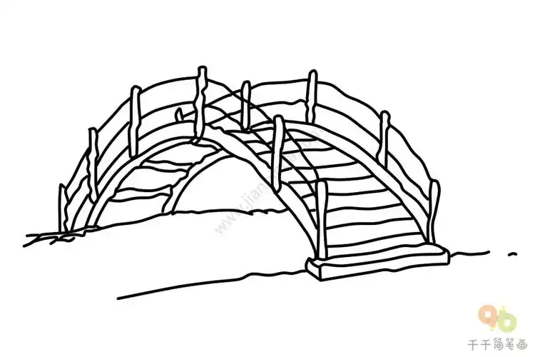 绿色的拱桥简笔画画法