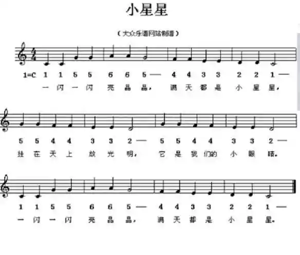 1155665全乐谱求全c调的数字吉他谱如小星星