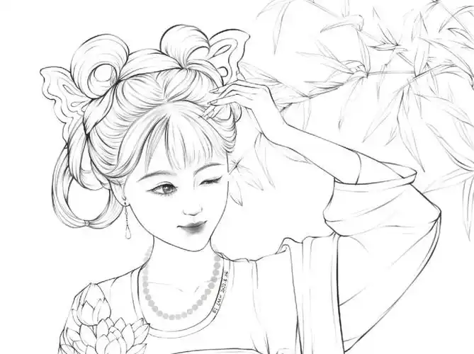 古装美女线稿练习