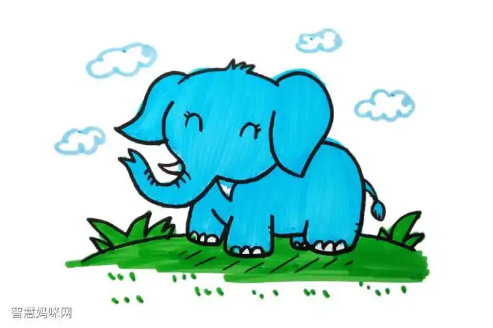 五张漂亮又简单的大象简笔画图片-图1