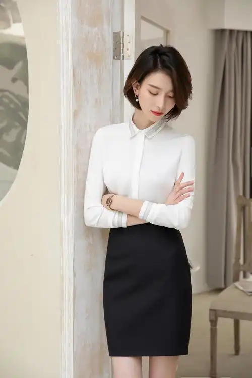 雪纺白衬衫女长袖职业装春秋装新款工作服衬衣韩版工装正装衬衫