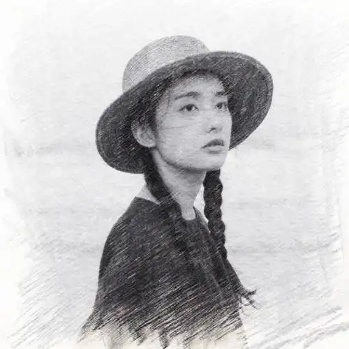 写生素描女生头像图片