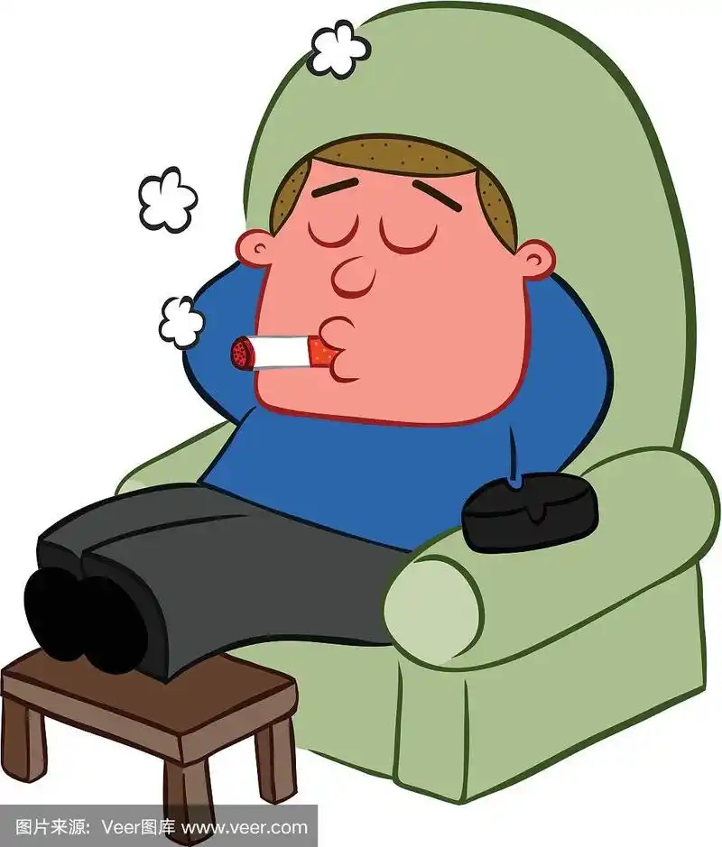 抽着烟的卡通男人