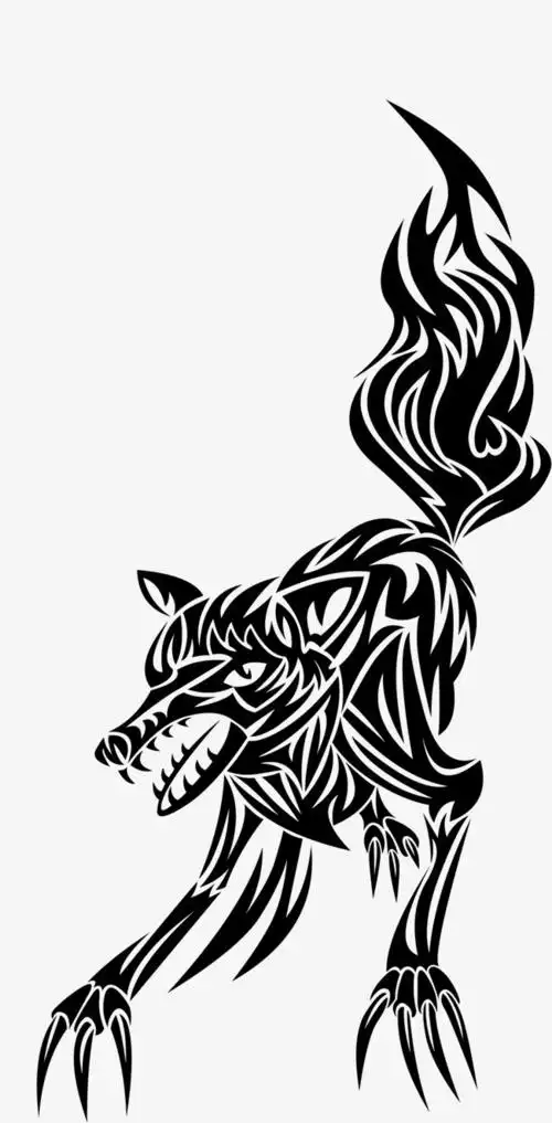 黑色动物纹身图案【高清图标元素png素材】-90设计