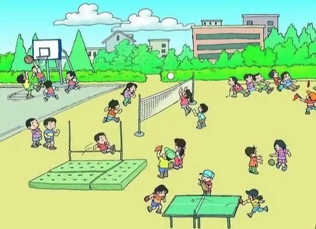 看图写话 下课了 "叮铃铃……"下课了,同学们像潮水一样向操场跑去.