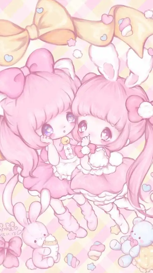 平铺 萌物 软妹 少女心 粉色 卡通 可爱 人物 萌萌的 手机壁纸 背景