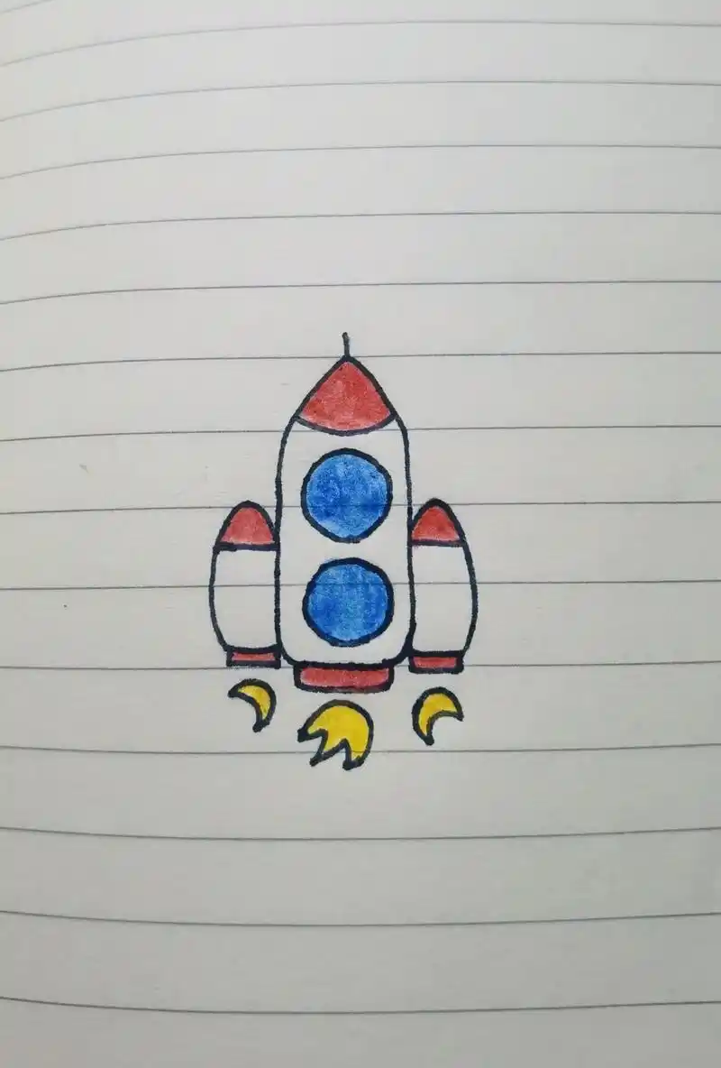 火箭04简笔画.小朋友喜欢的火箭来了…#简笔画 #画画 #一 - 抖音