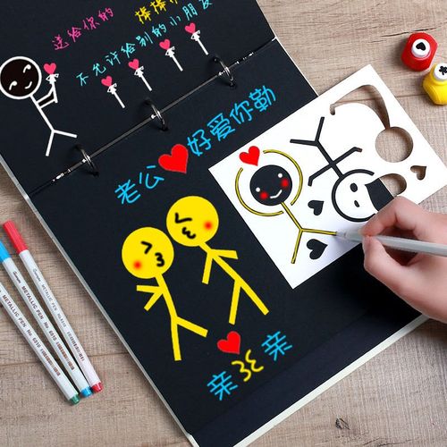 抖音简笔画网红小人diy相册手绘工具手抄报手帐素材火柴人模板尺