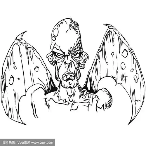 黑白相间的魔鬼长着翅膀