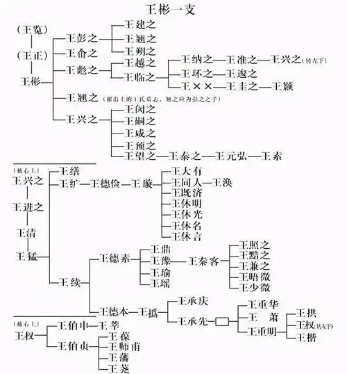 王姓前世今生:琅琊王氏,太原王氏,开闽王氏,三槐堂王氏世系图
