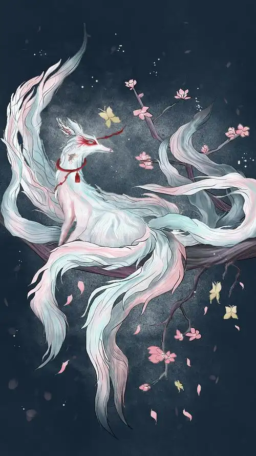 山海经九尾狐|插画|商业插画|奇景插画 - 临摹作品 - 站酷 (zcool)