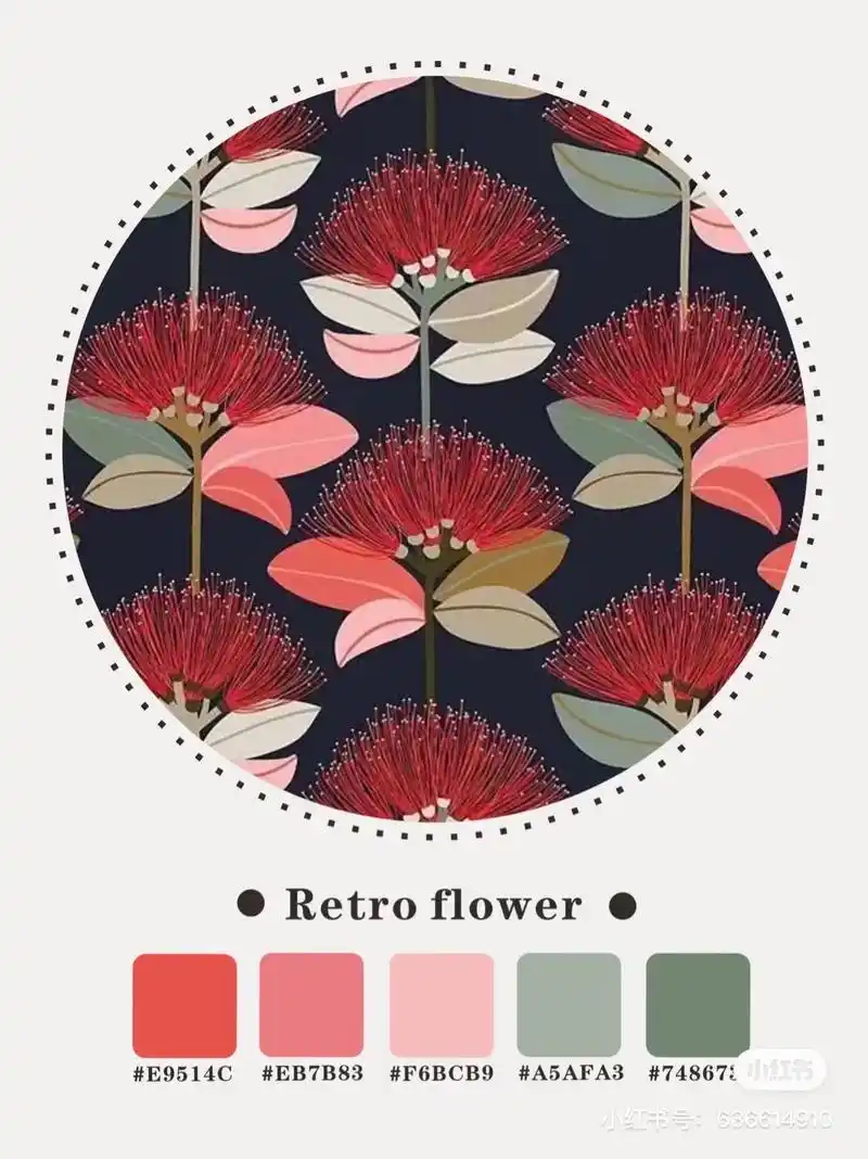 高级气息的花草纹样-图案配色.#色彩搭配 #每周一花 #图案 - 抖音