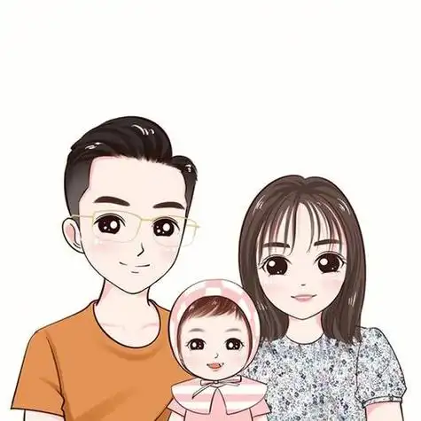 这也太可爱了吧06一家三口的卡通头像