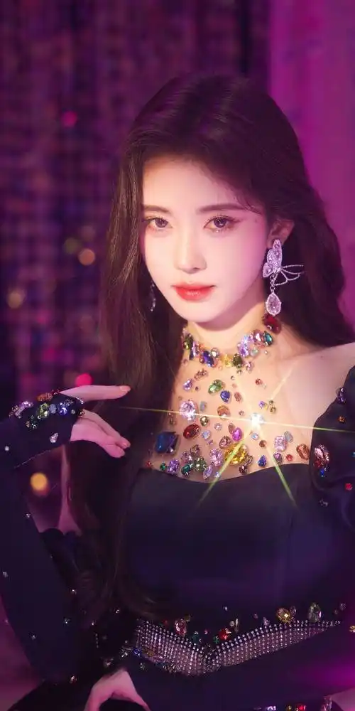 鞠婧祎黑纱裙酷甜少女风写真_裙子_长裙_黑色