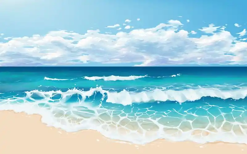 动态壁纸|沙滩,贝壳,海浪,云朵