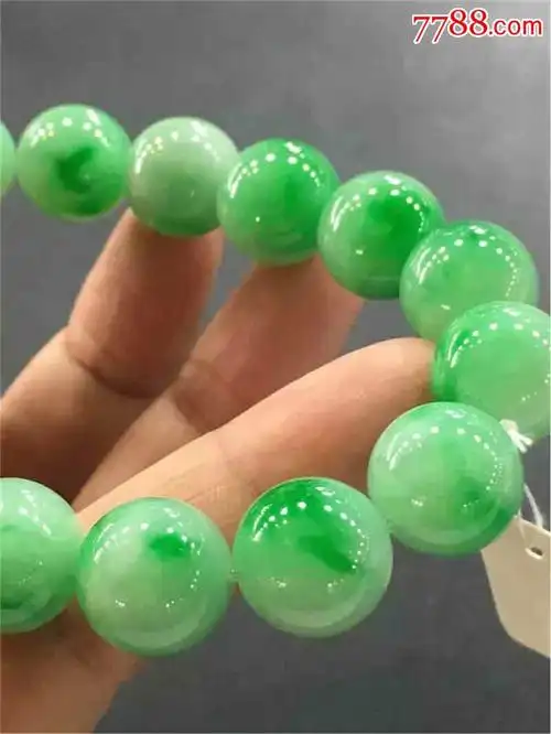 保真极品【缅甸天然翡翠a货*超霸气大圆珠冰种满绿翡翠手串】-价格