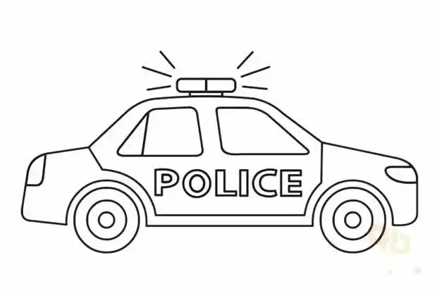 警车简笔画带颜色画法步骤图片