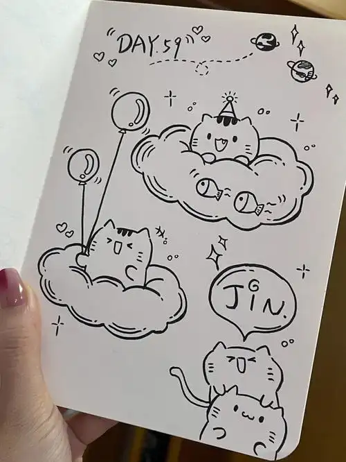 59100简笔画可爱的手帐猫咪小表情素材