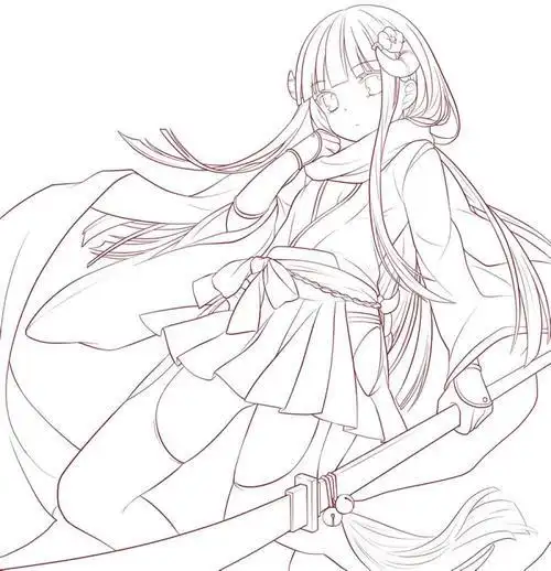 少女古风发型简笔画