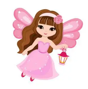 粉色仙女犰狳美丽的小仙女在粉色的裙子和一盏灯照片