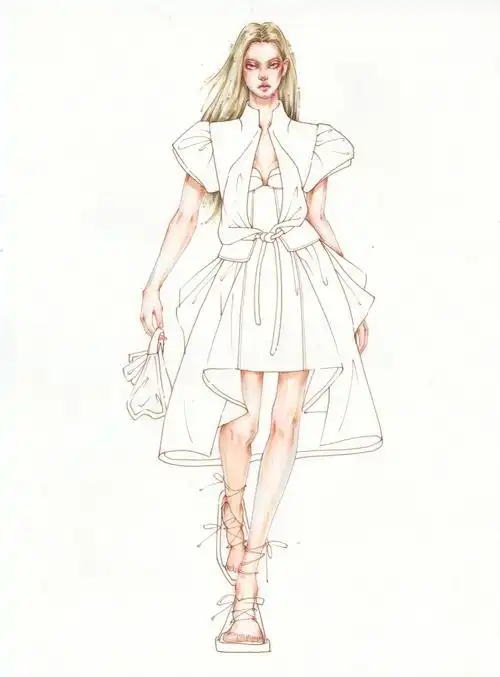 服装效果图分享~人体动态 线稿 上色