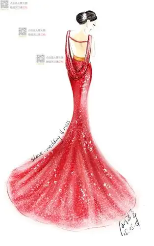 服装设计手稿代画原创婚纱礼服设计手稿服装效果图毕业设计插画