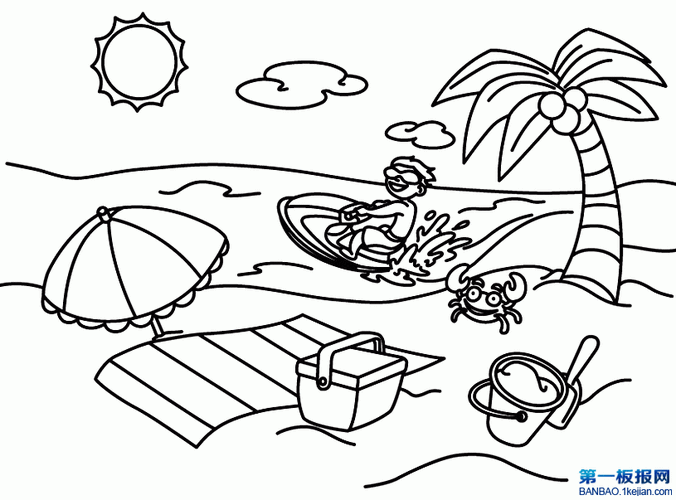 主题简笔画沙滩海边风景简笔画海边风景太漂亮了快来和我一起画画吧