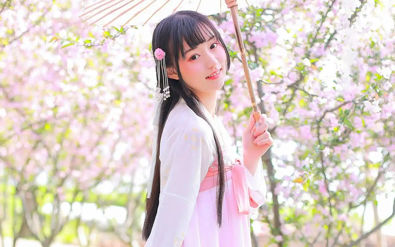 古风汉服美女粉嫩迷人写真图片桌面壁纸