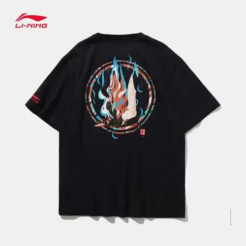 t恤樱花巴黎时装657中国李宁短袖火焰文化衫ahsq661男士663