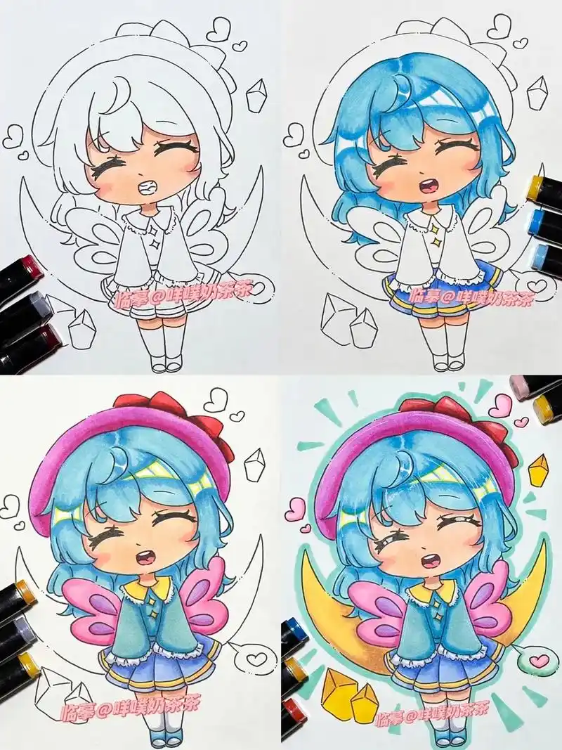 q版动漫马克笔手绘二头身动漫