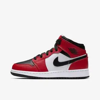 耐克nike耐克nikeairjordan1midaj1中帮黑白红女子休闲篮球鞋