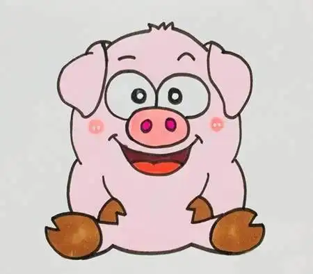 粉红小猪简笔画彩色 画法步骤图片