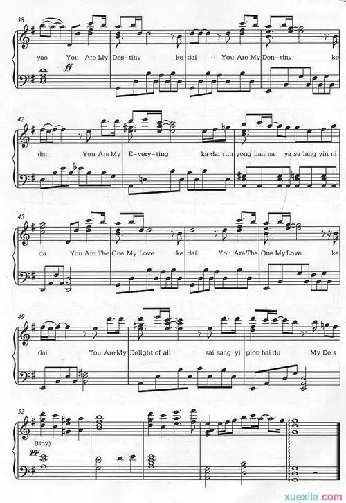 mydestiny钢琴谱