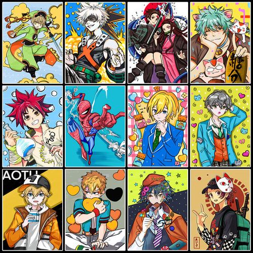 少儿动漫美术创意临摹卡马克笔卡通人物手绘儿童漫画男孩素材卡片