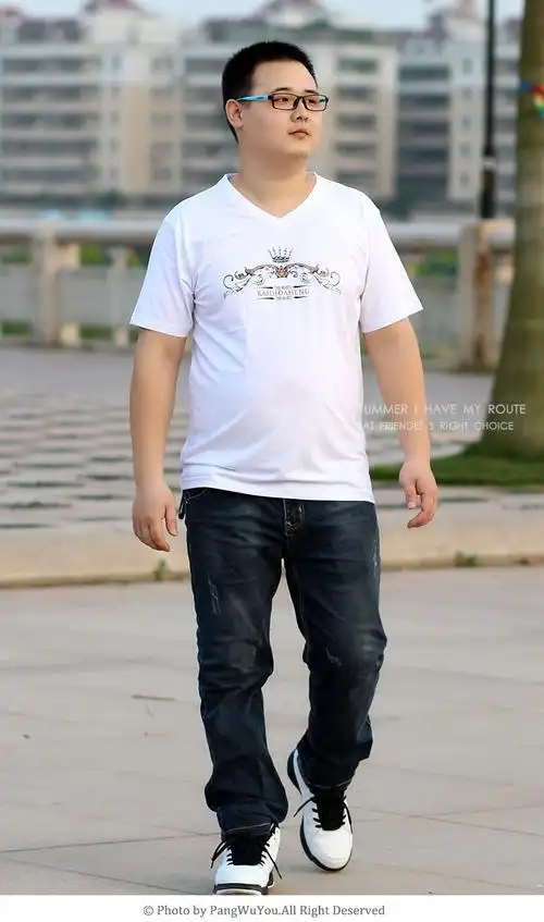 胖无忧夏装超大号男装短袖t恤加肥加大码胖子肥佬潮男特大码体恤