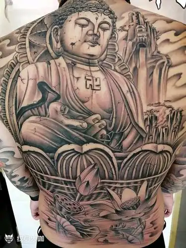 满背佛_纹身图案手稿图片_正芹的纹身作品集