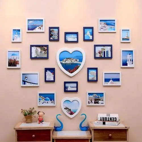 照片墙装饰少女生爱心形相框悬挂墙组合卧室房间布置相册背景