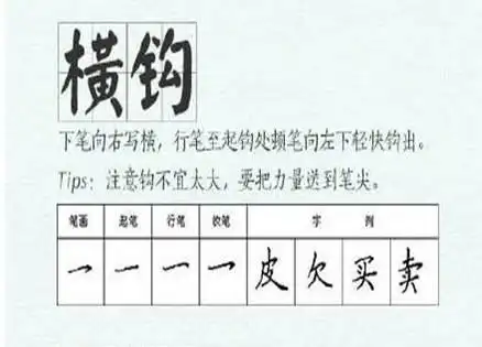 横钩怎么写田字格