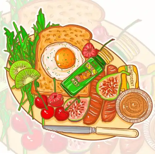 ps插画丨美食拼盘(附线稿,原图)
